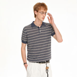MADWITCH | Vintage Linen Stripe Polo Shirt