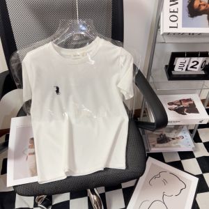 Spring Summer Korean-Style Embroidered T-Shirt for Women Short Simple Versatile Slimming Fashion Pure Cotton Regular Sleeve