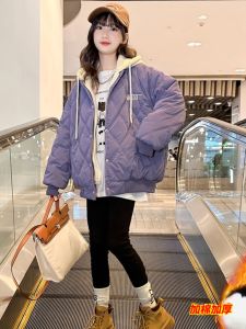 Áo Khoác Nữ Mùa Thu Đông Có Mũ Trùm Đầu Dày Dặn Cỡ Trung Lớn Trẻ Em Trẻ Em Mặc Cotton Áo Khoác Trẻ Em Cotton
