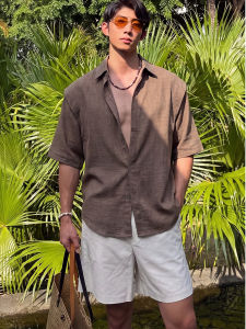 Áo Sơ Mi Ngắn Tay Thời Trang Phong Cách Retro Cotton Linen