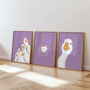 Funny Cute Duck Animal Bathroom Playful Dark Nursery Art Poster Canvas Painting Wall Prints Picture for Living Room Home Decor