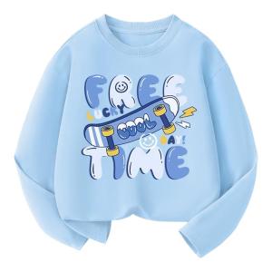 True Weave JS Boys Long Sleeve Cotton T-Shirt Spring Autumn Style Loose Fit Breathable Print Casual Kids Base Shirt