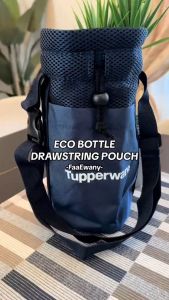 om ถุงผ้าครอบขวดน้ำ Tupperware Eco Bottle Drawstring Pouch สีน้ำเงิน ราคาต่อ 1ใบ