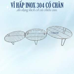 Vỉ tròn có chân inox 304 / vỉ nồi chiên không dầu