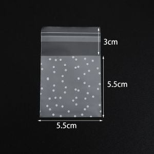 100pcs Plastic Transparent Cellophane Candy Bags Self Adhesive White Polka Dot Candy Cookie Gift Bags For Wedding Birthday Party