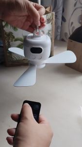 Quạt trần di động cho lều cắm trại quạt trần có thể sạc lại 8000mah quạt không dây lưu thông không khí với điều khiển từ xa và đèn