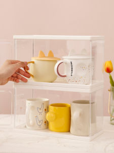 ชั้นวางแก้วกาแฟเซรามิกใสป้องกันฝุ่นสำหรับตู้เสื้อผ้าในห้องน้ำแบบติดผนัง ชั้นวางของสำนักงาน ชั้นวางของในห้องน้ำแบบเปิดโล่ง