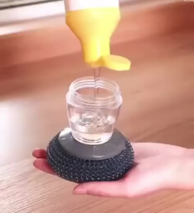 Sikat Kawat Sabun Cuci Piring Wajan Panci Dengan Dispenser Sabun Cair Spons Serabut Aluminium Spon Sponge Alat Penggosok Pembersih Panci Wajan Kuali Piring Mangkok Serbaguna Anti Kerak