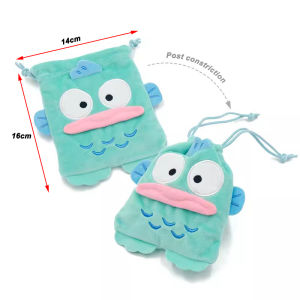 Sanrio Plush Cosmetic Bag My Melody Cinnamoroll Kuromi Hangyodon Coin Purse Drawstring Pockets Girls Birthday Gifts Children Toy