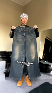 Celana Jeans Pria Washed Loose Pants Korean Style Oversize Celana Jeans Gombrang