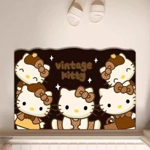 HelloKitty Bathroom Mat Leather Anti-Slip Door Mat Easy to Maintain Cat Toilet Rug Modern Simple Style Home Use Carpet