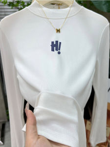 เสื้อชั้นในผู้หญิงคอสูงครึ่งตัวขนแกะหนา เสื้อเชิ้ตแขนยาวทรงสลิมฟิตสำหรับฤดูใบไม้ร่วงและฤดูหนาว เสื้อผ้าทำงานสไตล์เกาหลี