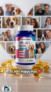 LOVE PET PROSPER Omega-3 Fish Oil Tablets for Dogs & Cats EPA DHA Skin Coat Joint Heart & Brain Support 80 Tablets