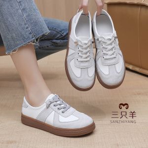 Comfortable Thick Bottom Cowhide Womens Shoes Handmade Retro Slip-On Anti-Slip Casual Sneakers Three Sheeps Shoes
