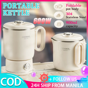 900ML Portable Travel Kettle Foldable Electric Kettle Multi-Function 8-Min Kettles 304 Stainless Steel Convenience Food Heater With Foldable Handle Save Space For Home RV Business Trip Camping