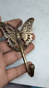 Kapstok / gantungan baju / gantungan handuk kuningan motif kupu-kupu