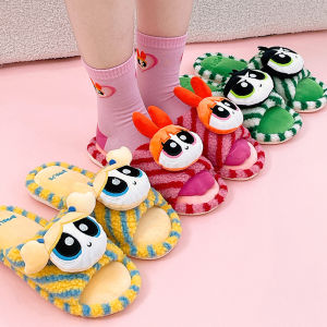 Warner Flying Girl Cartoon Lamb Fur Slippers Womens Casual Home Flat Shoes Adorable Cartoon Design Comfortable Slip-On Slippers