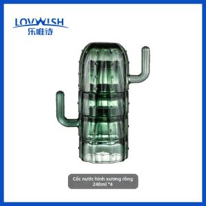 NERVISHI | Ly Thủy Tinh Hình Xương Rồng Màu Xanh Trang Trí Cao Cấp