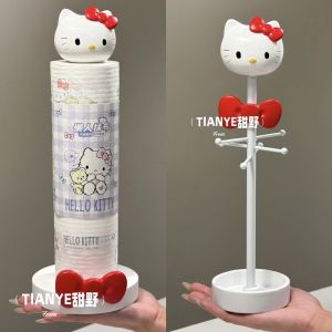 Hellokitty Kitchen Towel Rack Home Standing Cute Cartoon Roll Stand Plastic Wrap Storage Desktop Decoration