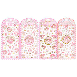 4pcs Kawaii My Melody Sticker 3d Crystal Sticker Waterproof Lovable Decorative Cartoon Crystal Stickers Diy Diary Stationery
