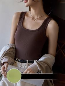 miiow | Womens Base Layer Tank Top With Chest Pad Spring Autumn Strap Design Outerwear Wide Shoulder Beautiful Back Covering Side Breast