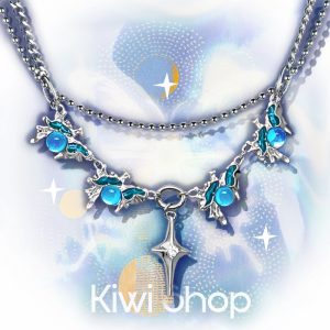 Y2K Ocean Blue Enamel Opal Stone Necklace Earrings Bracelet Trendy Cool Alternative Culture Accessories Small Design