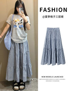 Retro Plaid Mini Skirt Women Summer Thin High Waist Loose Slim A-Line Casual Lightweight Skirts Girls Student Daily Wear
