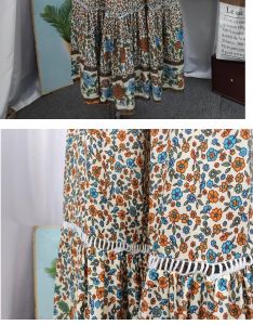 Phong Cách Bohemian Holiday Print Hollow Out Dáng Chữ A Dài Váy Cotton Vải Bông Lụa Nửa Bãi Biển Váy Có Dây Thắt Lưng Rộng Rãi Fit Nữ Thời Trang