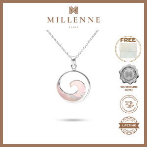 MILLENNE Multifaceted Mother of Pearls Ocean Wave White Gold Pendant with 925 Sterling Silver (MLP-01)