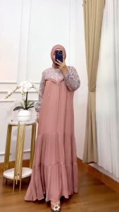 Dress Kondangan Asvia Dubbay Dress Shimer Swaroski Wanita Terbaru 2023 Kekinian Gamis Lebaran Murah