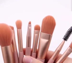 Kuas Make Up 8 IN 1 Free Pouch Make Up Brush 8Pcs Mini Travel Cosmetic Brush Make Up Tools Set PST
