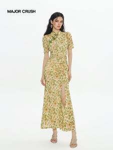 Qinghua Floral Printed New Chinese Style Cheongsam Dress