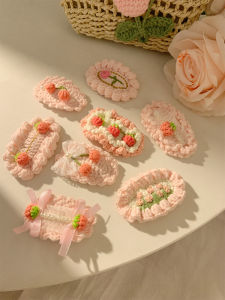 Soft Glutinous Sweet ~ Pink Tulip Flower Knitting Wool Barrettes Mori Style Bangs BB Clip Hairpin Children Headwear