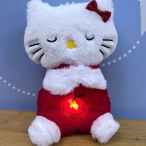 Cartoon Glowing Breathing Music HelloKitty Plush Doll Cute Animal Cat Children Soothing To Sleep Companion Plush Doll Toy Gifts