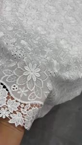 SKIG Hot Selling African Lace Fabrics Cotton Embroidery Fabric Swiss Voile Lace With Beads For Wedding Sewing 5Yards AT3108A-A1