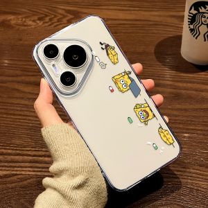 Cute Cartoon Protection Huawei Phone Case Female Model Pura80 70 Ultra P60 Art Transparent Ding Bridge 50e Square 40 30 Soft pro