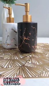 Refill Pump Bottle Marble Ceramic Soap Dispenser Botol Keramik Motif Marmer Sabun / Soap Dispenser Marble AVELINE