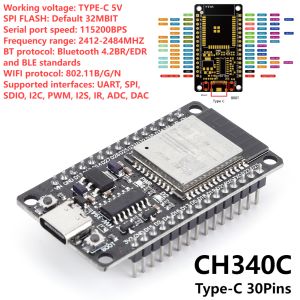 ESP32 WROOM-32D Development Board Ultra-Low Power Consumption Dual Core WiFi+Bluetooth-compatible Wireless Module TYPE-C 30Pin