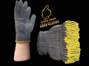 ถุงมือผ้าฝ้าย ถุงมือช่าง อย่างดี สีเทา / COTTON GLOVES ถุงมือผ้ายกโหล โรงงานขายเอง
