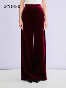 New Elegant Retro Velvet Smooth Rib Texture Straight Leg Wide Trousers
