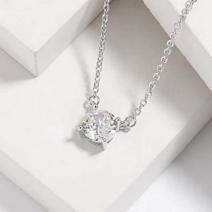 Internet Celebrity Live Version Moissanite 2 Carat Necklace   Cross-Border Classic Hot Selling Product Simple INS Wind Four-Claw Diamond Necklace