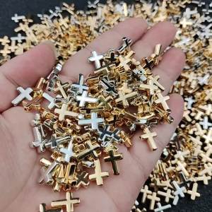 50/100pcs 9x12mm CCB Plastic Cross Beads Golden Silvery Spacer Beads For DIY Jewelry Making Bracelet Necklaces Craft Accessories