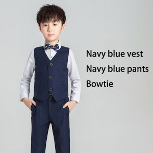 3pcs Americana Suit For Kids Boys Tuxedo Terno for Kids Boys Suit Gentlemen Suit for Baby 2-14 Yrs Formal Wear Tuxedo Concert Piano Performance Costume Outfit Kids Formal Gentleman Tuxedo Toddler Birthday Wedding Party Gift