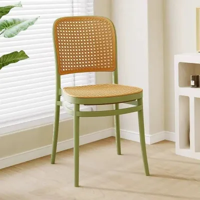 Stackable Plastic Rattan Chair with Backrest