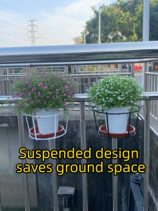 Hanging Landing Plants Vessels Flower Pot Holder Plant Iron Racks Fence Metal Pot Stand Balcony Basket