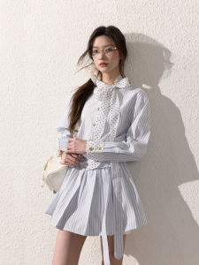 Váy Sơ Mi Tay Dài Neotcg Mùa Xuân Hè Cho Nữ Váy Chữ a Họa Tiết Chấm Bi Tay Dài Chất Liệu Lụa MIU Series 2025