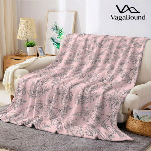 BILIBILI | pink rose line art Flannel Blanket Warm Soft Halloween Christmas Decorative Couch Warm Cozy All-Season Gift