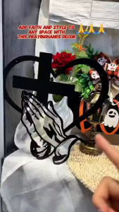 ⚡PH STOCK⚡Christmas Cross Metal Wall Hanging/Praying Hand Metal Cross Wall Decoration/Peace And Prosperity/Add A Religious