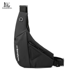LouisWill กระเป๋ากระเป๋าผู้ชายคาดอก แฟชั่นผู้ชายกระเป๋าสะพายข้าง กระเป๋าสะพายไหล่ลำลองกันน้ำกันขโมย กระเป๋าสะพายกระเป๋าแมสเซนเจอร์น้ำหนัก เบากระเป๋าสะพายไหล่ไหล่เดี่ยว ความจุข นาดของการเดินทาง การเดินทางกลางแจ้งโรงเรียนสำนักงาน