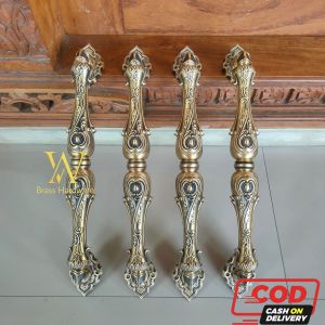 Handle Pintu Rumah Kuningan Antik Motif Telpon Ukir 44 cm 4 Pcs